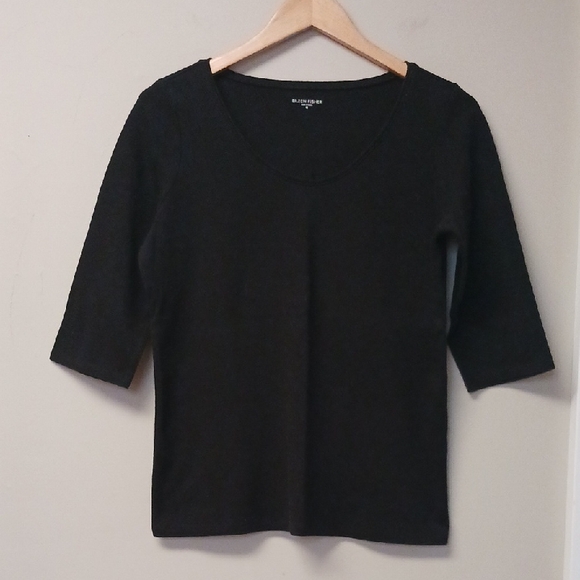 EILEEN FISHER Womens Pink Stretch Elbow Sleeve Crew Neck T-Shirt